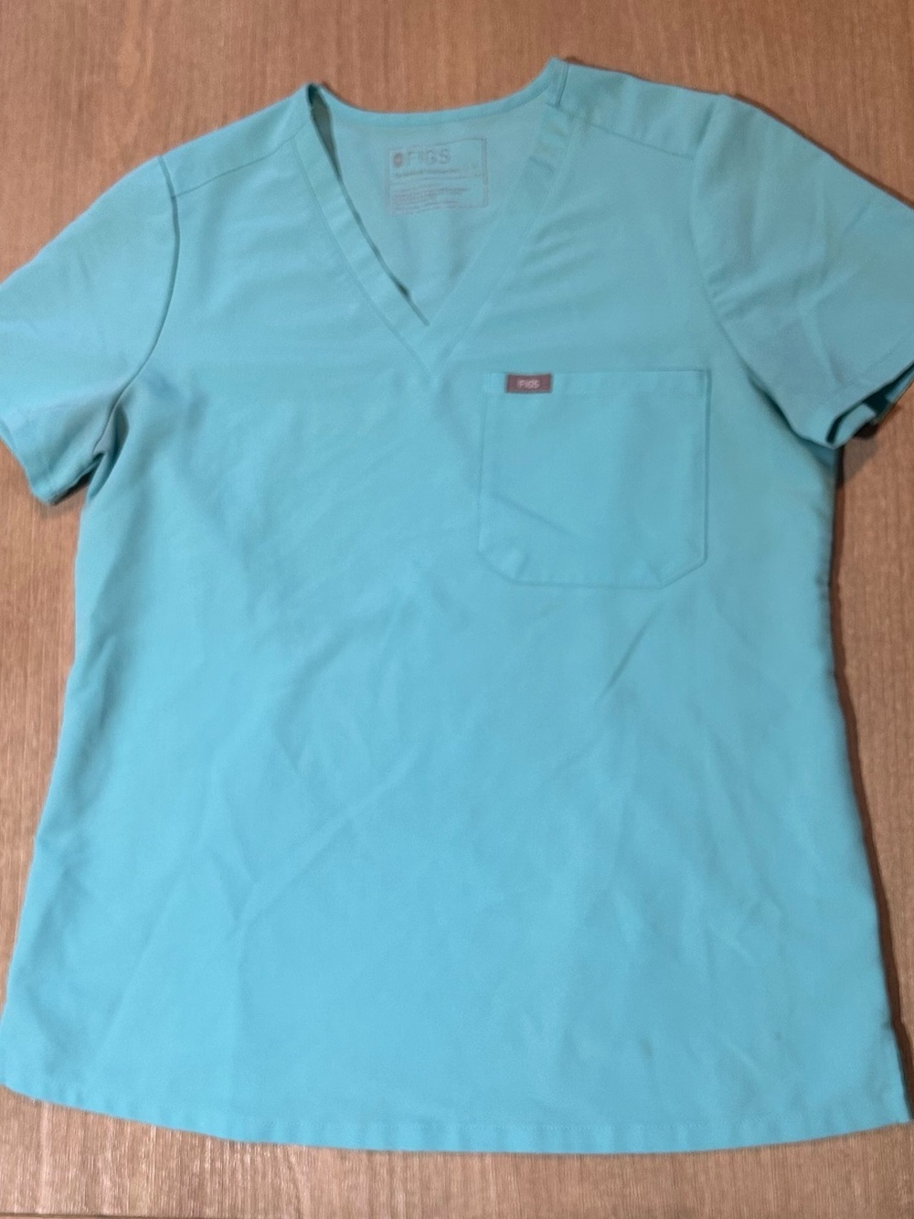 FIGS Women's Catarina One-Pocket Scrub Top V-Neck Fresh Aqua Blue Small S